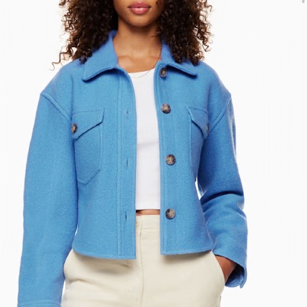 Wilfred Free
Aritzia The Ganna Cropped Shirt Jacket Size  100% Merino Wool NWOT